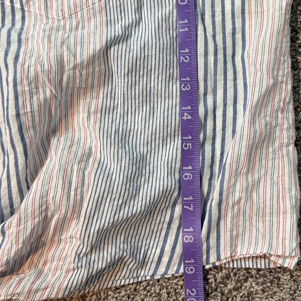 MADEWELL Short-Sleeve Tie-Front Striped Shirt size Large Blue and White - Picture 9 of 9